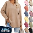 thumbnail image 1 of YODETEY Women's Oversized Crewneck Knit Sweatshirt with Long Sleeve,Causal Basic Pullover Tops, Women's Plus White,Size XXL, 1 of 7