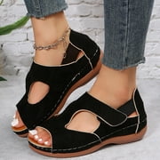 YODETEY Women's Sandals Arch-support Summer Shoes Ladies Beach Orthopedic Sandals Summer Non-Slip Causal Sandals Black