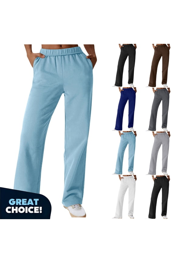 Women’s Soft Fleece Straight-Leg Sweatpants with Pockets, Womens High Waisted Casual Pants,,Women's Plus Black,Size XXXL