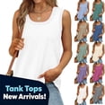 thumbnail image 1 of YODETEY Women’s Tank Tops with Sleeveless,Womens Round Neck Tunic Tops for Summer, Women's Plus Green,Size XXL, 1 of 10