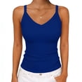 thumbnail image 1 of YODETEY Women’s V Neck Tank Tops,Womens Everyday Sleeveless Ribbed Fitted V-Neck Tank Top ,Blue,Size XL, 1 of 6