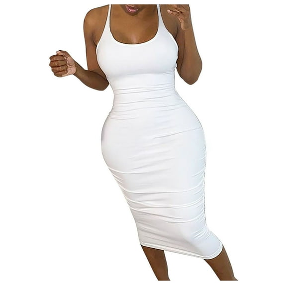 YODETEY dresses for women,Women Solid Color Halter Fishnet Round Neck Dress Bodycon Mermaid Evening Cocktail Long Dress