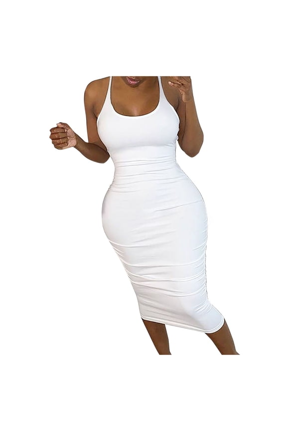 dresses for women,Women Solid Color Halter Fishnet Round Neck Dress Bodycon Mermaid Evening Cocktail Long Dress