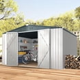 thumbnail image 1 of YODOLLA 10 x 12 ft. Outdoor Metal Storage Shed with Sliding Roof & Lockable Door, Patio Storage Building in White, 1 of 6