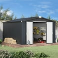 thumbnail image 1 of YODOLLA 10' x 14' Outdoor Storage Shed with Lockable Door Patio Metal Garden Storage Building in Dark Gray for Garden, Outside& Backyard, 1 of 7