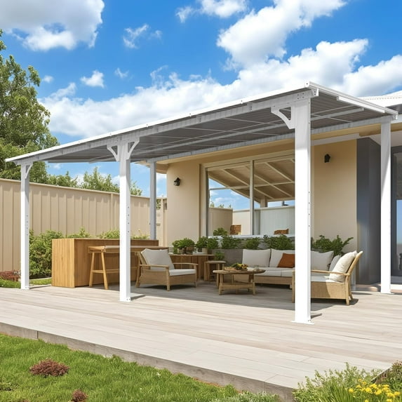 YODOLLA 10' x 16' Hardtop Gazebo Outdoor Aluminum Pergola For Garden, Patio, Backyard-White