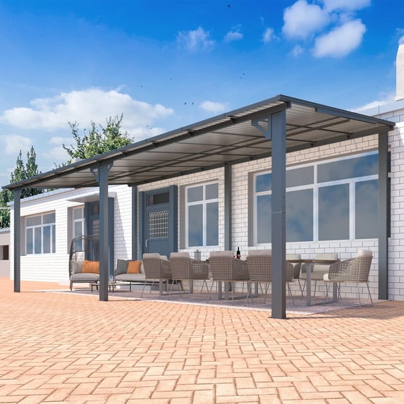 YODOLLA 10' x 20' Hardtop Gazebo Outdoor Aluminum Pergola For Garden, Patio, Backyard-Dark Grey