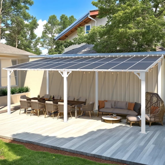 YODOLLA 10' x 20' Hardtop Gazebo Outdoor Aluminum Pergola For Garden, Patio, Backyard-White