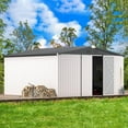 thumbnail image 1 of YODOLLA 12 x 12 ft. Outdoor Metal Storage Shed with Sliding Roof & Lockable Door in White, 1 of 6