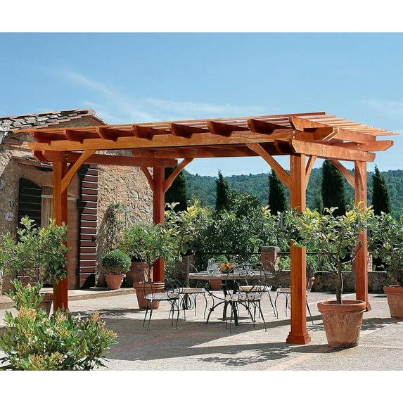 YODOLLA 12'x10' Outdoor Wood Pergola, Wooden Gazebo with Solid Structure