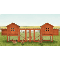 YODOLLA 123” Large Wooden Chicken Coop For 6 8 chickens Chicken Coop Clearance with Nesting Boxes, Brown