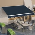thumbnail image 1 of YODOLLA 13'×9.8' Manual Retractable Awning Sun Shade Patio Awning Cover Outdoor Patio Canopy Sunsetter Deck Awnings with Manual Crank Handle, Dark Blue, 1 of 8
