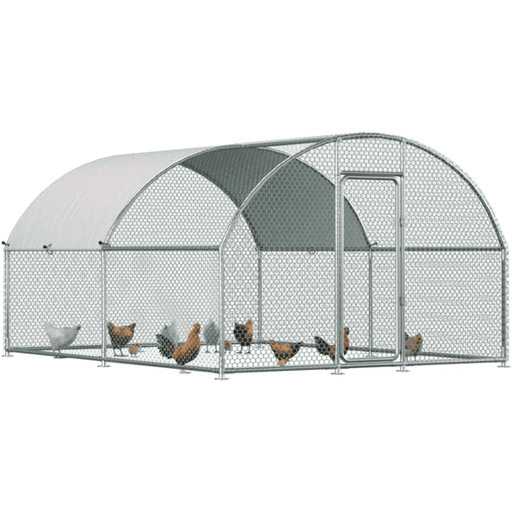 YODOLLA 130 Sq.Ft Large Walk-in Metal Chicken Cage Round-Top Chicken Coop Run for 10 Chicken or More
