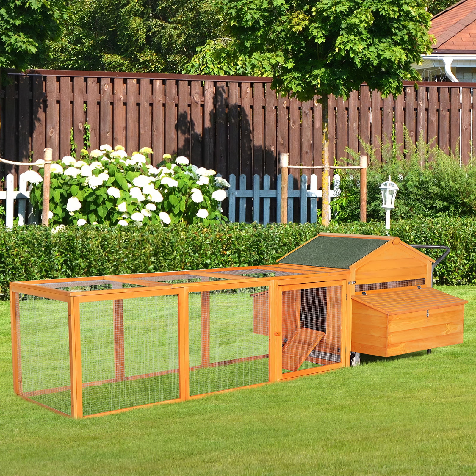 YODOLLA 143.5’’ Outdoor Wooden Chicken Coop with 6 Nesting Boxes and 2