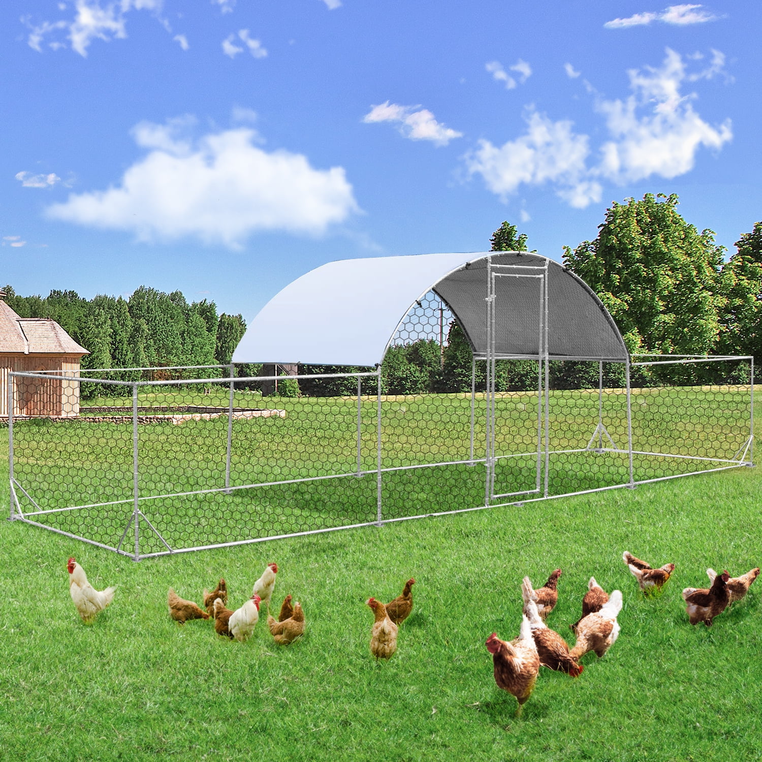YODOLLA 148 Sq.Ft Chicken Coop Run Large Dome Walkin Metal Chicken