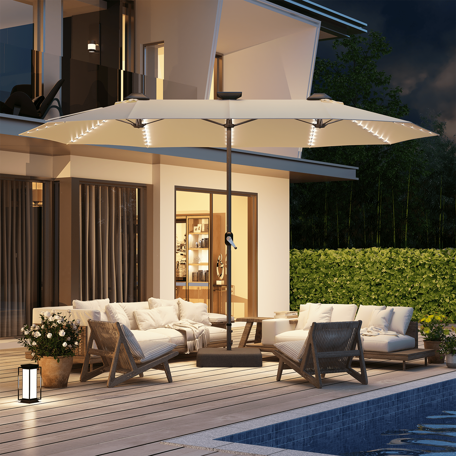 better homes and gardens patio table umbrella Better Homes & Gardens 9' Blue and Green Medallion Patio Umbrella Crank Lift and 3 Position Tilt