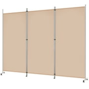 YODOLLA 3 Panel Room Divider 6 FT Tall Folding Privacy Screen Fabric Office Partition-Beige
