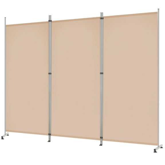 YODOLLA 3 Panel Room Divider 6 FT Tall Folding Privacy Screen Fabric Office Partition-Beige