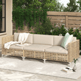 thumbnail image 1 of YODOLLA 3-Piece Patio Sectional Sofa Boho Style Rattan Wicker 3-Seater Sofa Couch In Beige, 1 of 7