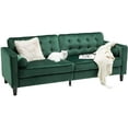 thumbnail image 1 of YODOLLA 3-Seat 84.2" Upholstered Sofa with Bolster Pillows, Green Velvet, 1 of 7