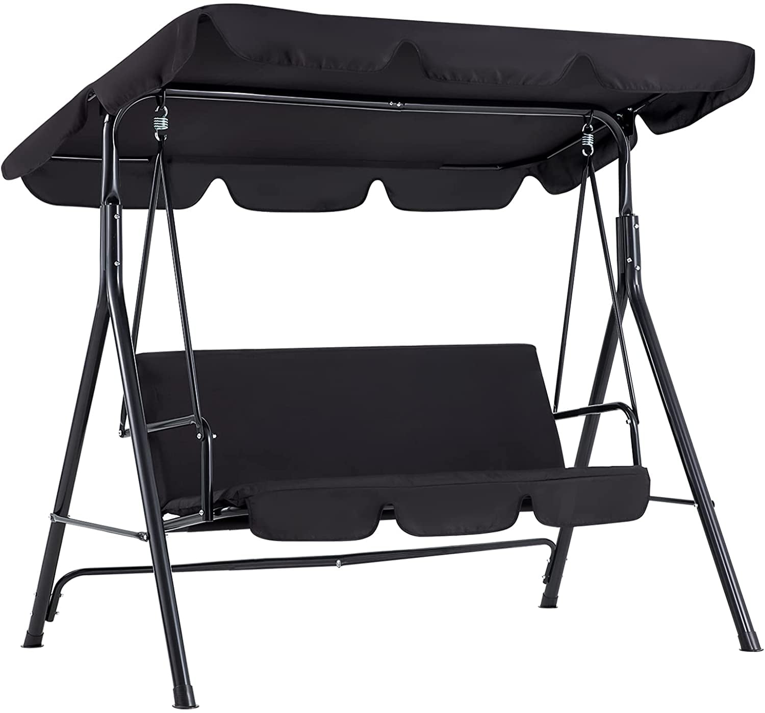 YODOLLA 3Seat Outdoor Steel Porch Swing with Canopy, Swing Glider