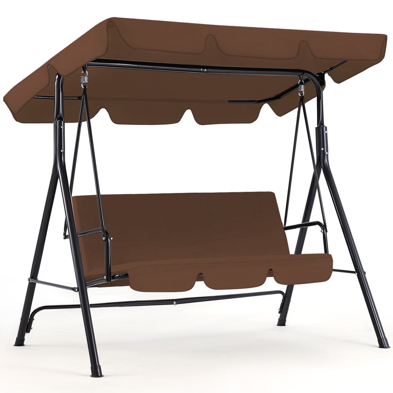 YODOLLA 3-Seat Outdoor Steel Porch Swing with Canopy, Swing Glider-Black,  Free Standing Porch Swing - Walmart.com