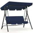 thumbnail image 1 of YODOLLA 3-Seat Outdoor Steel Porch Swing with Canopy, Swing Glider-Dark Blue, Free Standing Porch Swing, 1 of 6