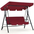 thumbnail image 1 of YODOLLA 3-Seat Outdoor Steel Porch Swing with Canopy, Swing Glider-Red, Free Standing Porch Swing, 1 of 9