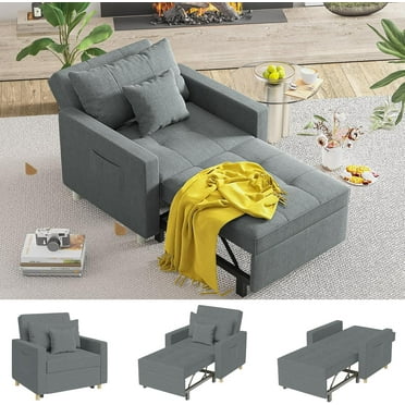 YODOLLA 3-in-1 Futon Convertible Sleeper Sofa Bed Chair for Living Room,Pull Out Couch in Dark Gray