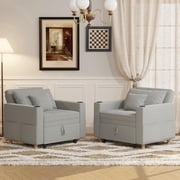 YODOLLA Sleeper Chair, 38 Extra-Wide 3-in-1 Convertible Pull-Out Single Sofa with Adjustable Backrest and Cup Holder, Light Grey One PC