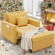 YODOLLA 3-in-1 Futon Sofa Bed Chair,Convertible Sofa Sleeper-Mustard Yellow