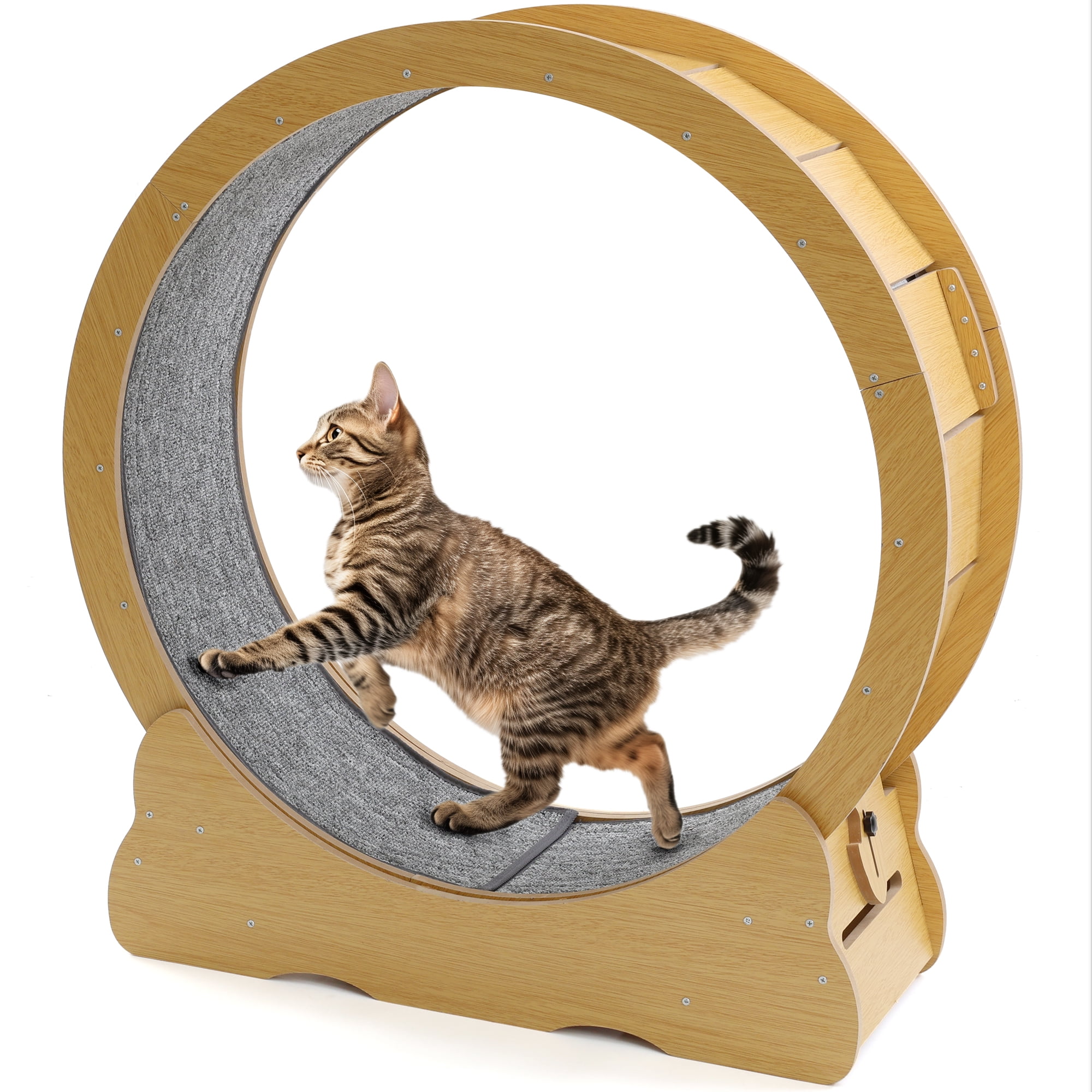 YODOLLA 31.5” Cat Treadmill Cat Exercise Wheel with Nonslip Carpet  Cat Teaser for Indoor Cats,Natural
