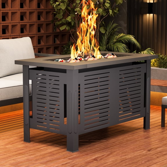 YODOLLA 43" Fire Pits for Outside Outdoor Fire Pit Table with Removable Lid & Waterproof Cover and Tables