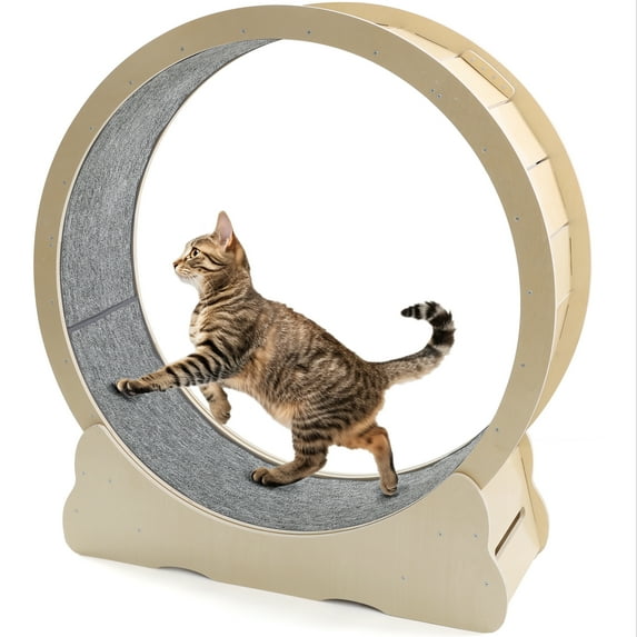 YODOLLA 45” Cat Treadmill Large XL Quiet Cat Exercise Running Wheel for Indoor Cats,Natural