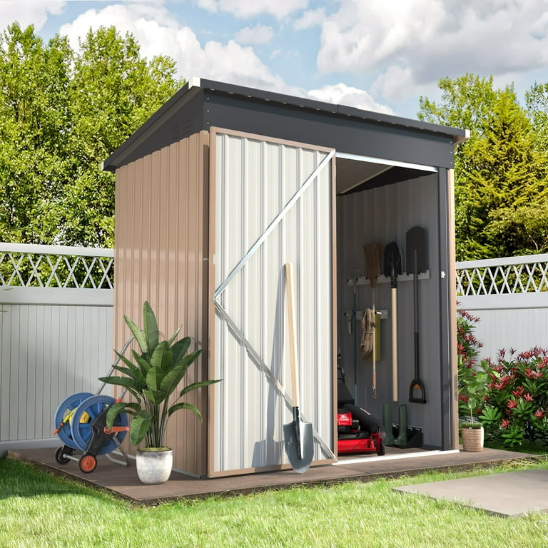 YODOLLA 5 x 3 ft. Outdoor Metal Steel Storage Shed with Sliding
