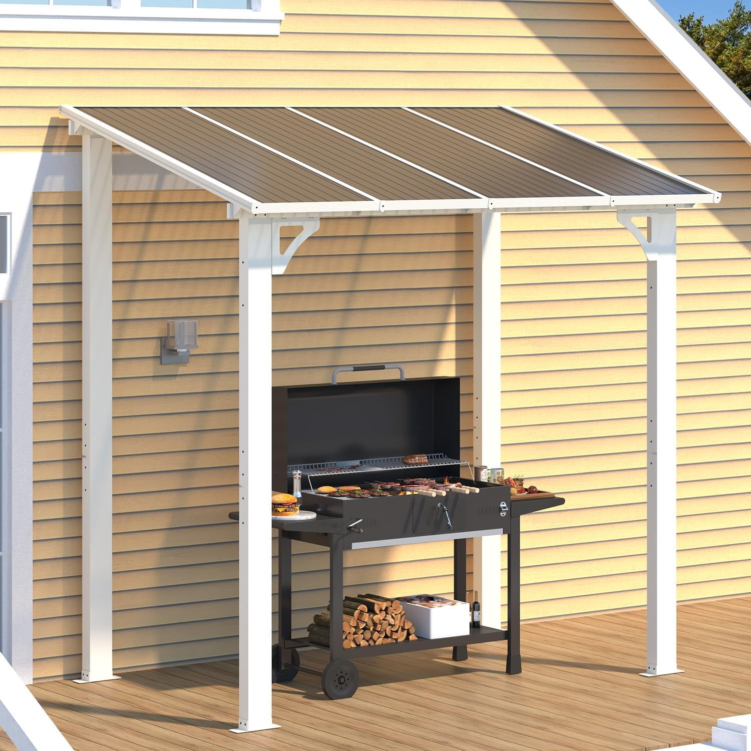 YODOLLA 5' x 8' Hardtop Gazebo Outdoor Aluminum Pergola ​For Garden, Patio, Backyard-White