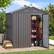 YODOLLA 6 x 4 ft. Outdoor Metal Storage Shed with Sliding Roof & Lockable Door for Backyard, Garden in Dark Gray