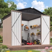 YODOLLA 6 x 6 ft. Outdoor Metal Storage Shed Sliding Roof
