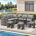 thumbnail image 1 of YODOLLA 7-Piece Patio Funiture Set on Sale, Outdoor Sectional Sofa Couch with Dining Table, Patio Conversation Set in Gray Wicker& Gray Cushions, 1 of 8