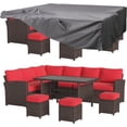 thumbnail image 1 of YODOLLA 7-Piece Patio Funiture Set w/ Dining Table, Outdoor Sectional Sofa Couch with Weatherproof Protection Cover, Patio Conversation Set in Brown Rattan& Red Cushions, 1 of 9