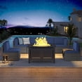 thumbnail image 1 of YODOLLA 7-Piece Patio Furniture Set with 43" Fire Pit Table, Rattan Wicker Outdoor Sectional Sofa Couch with Table Patio Conversation Set for Lawn& Backyard In Navy, 1 of 6
