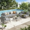 thumbnail image 1 of YODOLLA 7-Piece Patio Furniture Set with Tea Table, Rattan Wicker Outdoor Sectional Furniture Sofa Conversation Set, Grey Rattan&Light Grey Cushions, 1 of 9