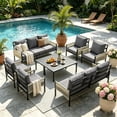 thumbnail image 1 of YODOLLA 7-Piece Patio Furniture Sets with 4 Retractable Chairs & Coffee Table, 10 Seat Patio Conversation Set Outdoor Furniture in Dark Gray, 1 of 9