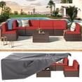 thumbnail image 1 of YODOLLA 7-Piece Patio Furniture w/ Protection Cover, Outdoor Sectional Sofa Couch w/ Coffee Table, Patio Conversation Set in Brown Wicker& Red Cushions, 1 of 8