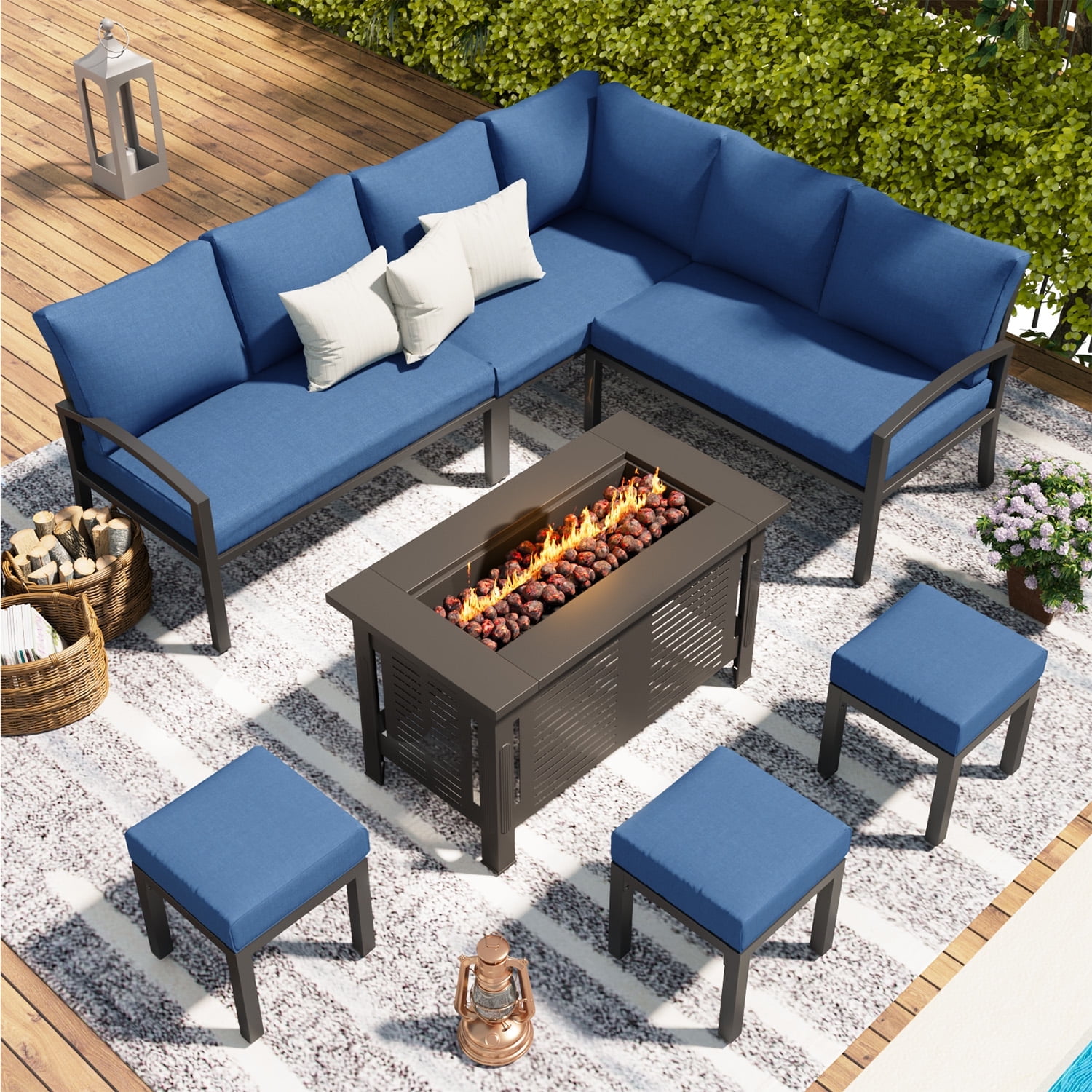 Customer reviews for YODOLLA 7 Pieces Metal Patio Furniture Sets with 43" Fire Pit Table Patio