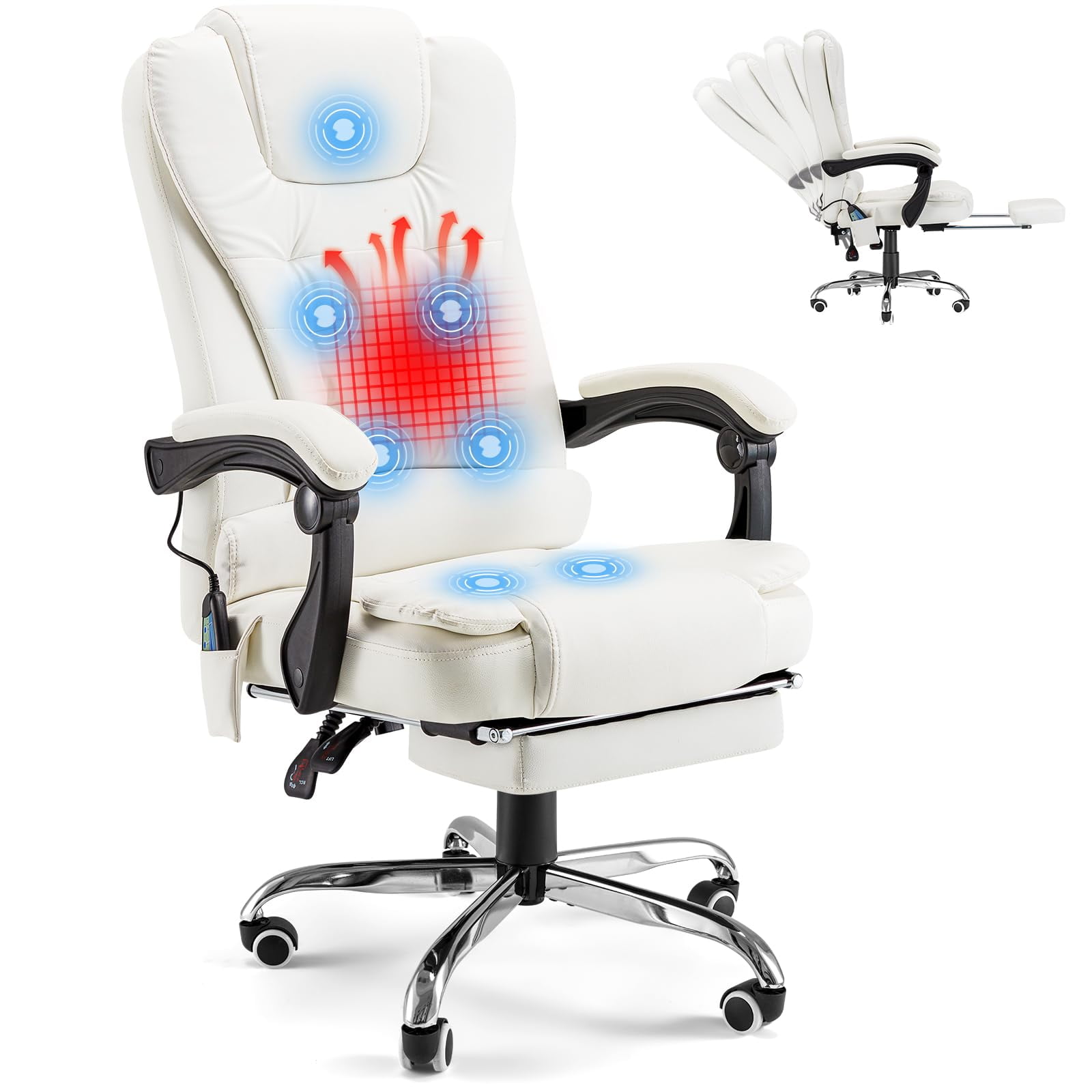 YODOLLA 7 Points Massage Office Chair with Heat Ergonomic Reclining Computer Chair High Back
