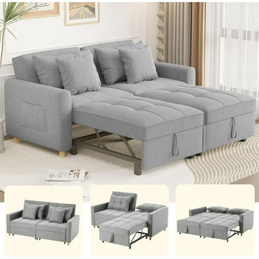 YODOLLA 3-in-1 Futon Pull Out Couch &  71" Sleeper Sofa Bed for Living Room & Bedroom, Convertible Loveseat in Gray