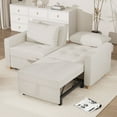 thumbnail image 1 of YODOLLA 71" Sleeper Sofa Bed & 3-in-1 Futon Pull Out Couch for Living Room & Bedroom, Convertible Loveseat in Teddy Velvet White, 1 of 6