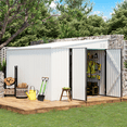 thumbnail image 1 of YODOLLA 8' x 10' Outdoor Metal Storage Side Shed with Lockable Door Metal Attached Lean-To Shed for Backyard in White, 1 of 6