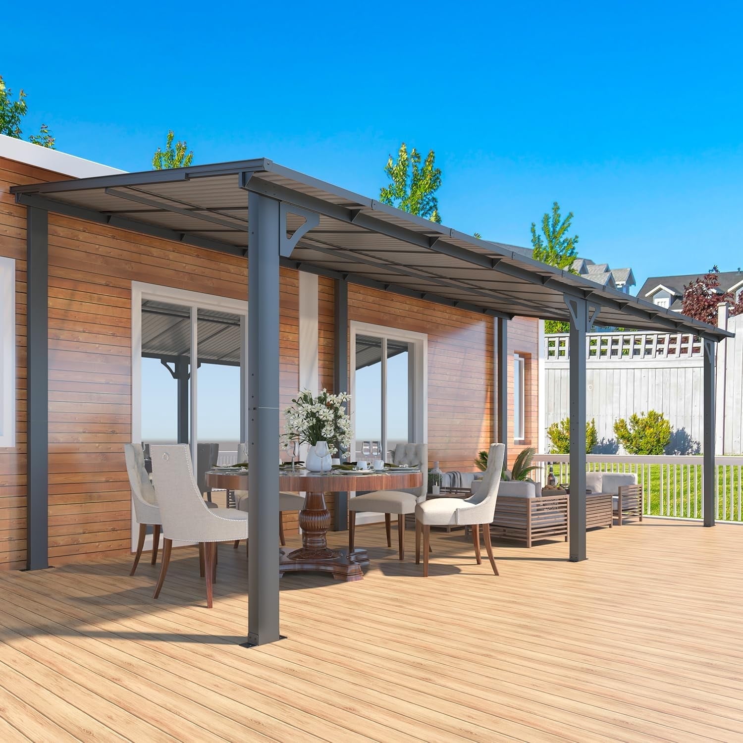 GRAY boards Knit Solegard Lサイズ YODOLLA 8' x 20' Hardtop Gazebo Outdoor Aluminum Pergola ​For